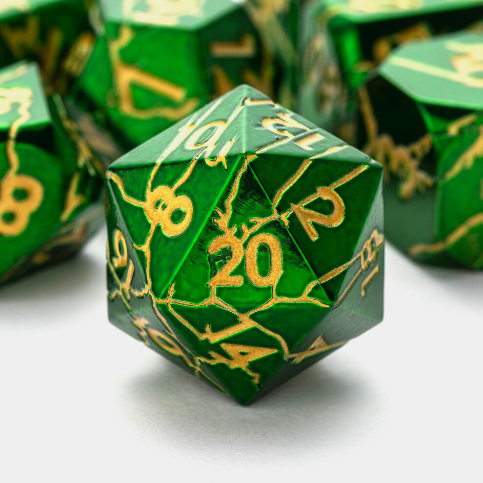 DND Metal Dice - Cracked Lightning Metal Dice - Polyhedral Dice Set for RPG D&D Dice with Cracks - Beautifully Detailed Dungeons and Dragons