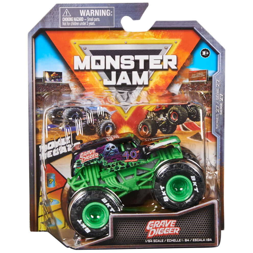 Monster Jam  Official Grave Digger Monster Truck  Die-Cast Vehicle  1:64 Scale  Kids Toys for Boys Ages 3 and up