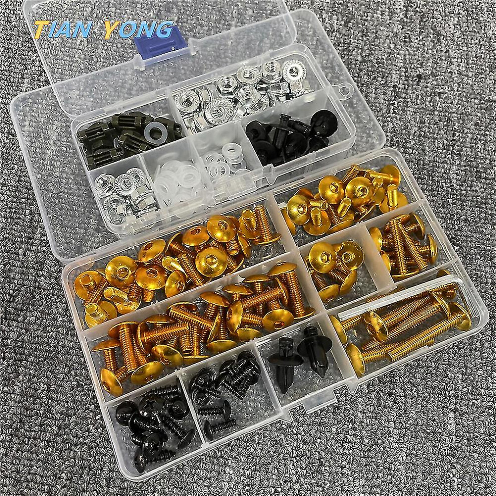 (Gold) Universal For Suzuki Gsxr 600 750 1000 K1 K2 K3 K4 K5 K6 K7 K8 K9 K10 Bolts Kit Gsxr600 Gsxr1000 Motorcycle Fairing Bolts Screw Gold