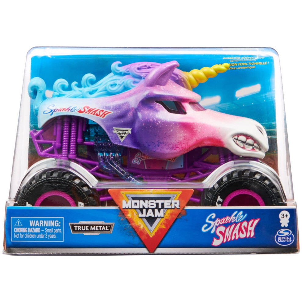 Monster Jam  Official Sparkle Smash Monster Truck  Collector Die-Cast Vehicle  1:24 Scale