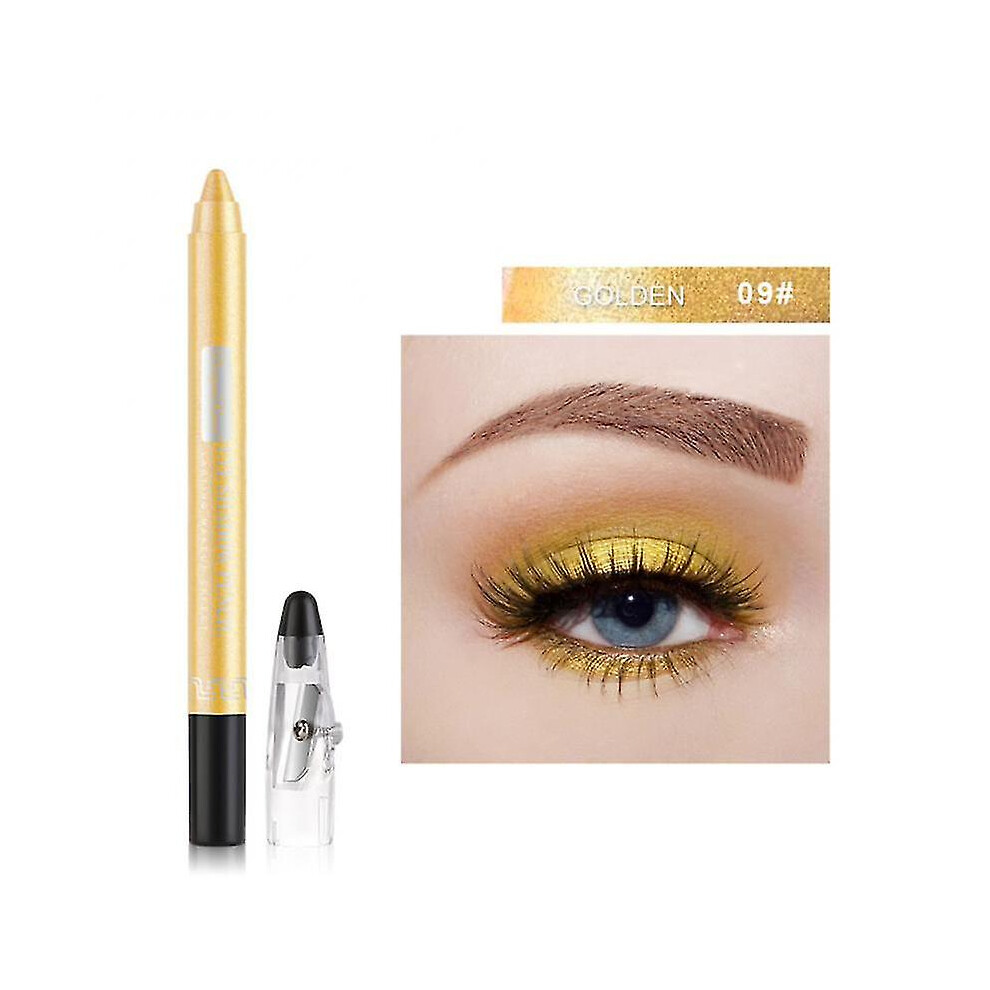 (09 golden) 12 Colors Eye Shadow Pencil Long-lasting Non-smudge-free Sharpener And Sharpening-image-OPC-PFNQQ9H-NEW