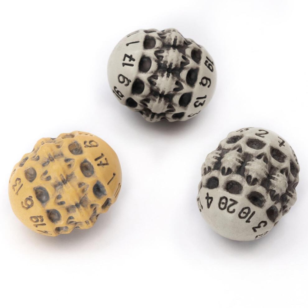 D20 Dice Set - Set of Three 20 Sided Dice - Skull & Bone Themed RPG Dice. Cool & Unique Gift for Dungeons & Dragons (DND)  Warhammer  D&D  P