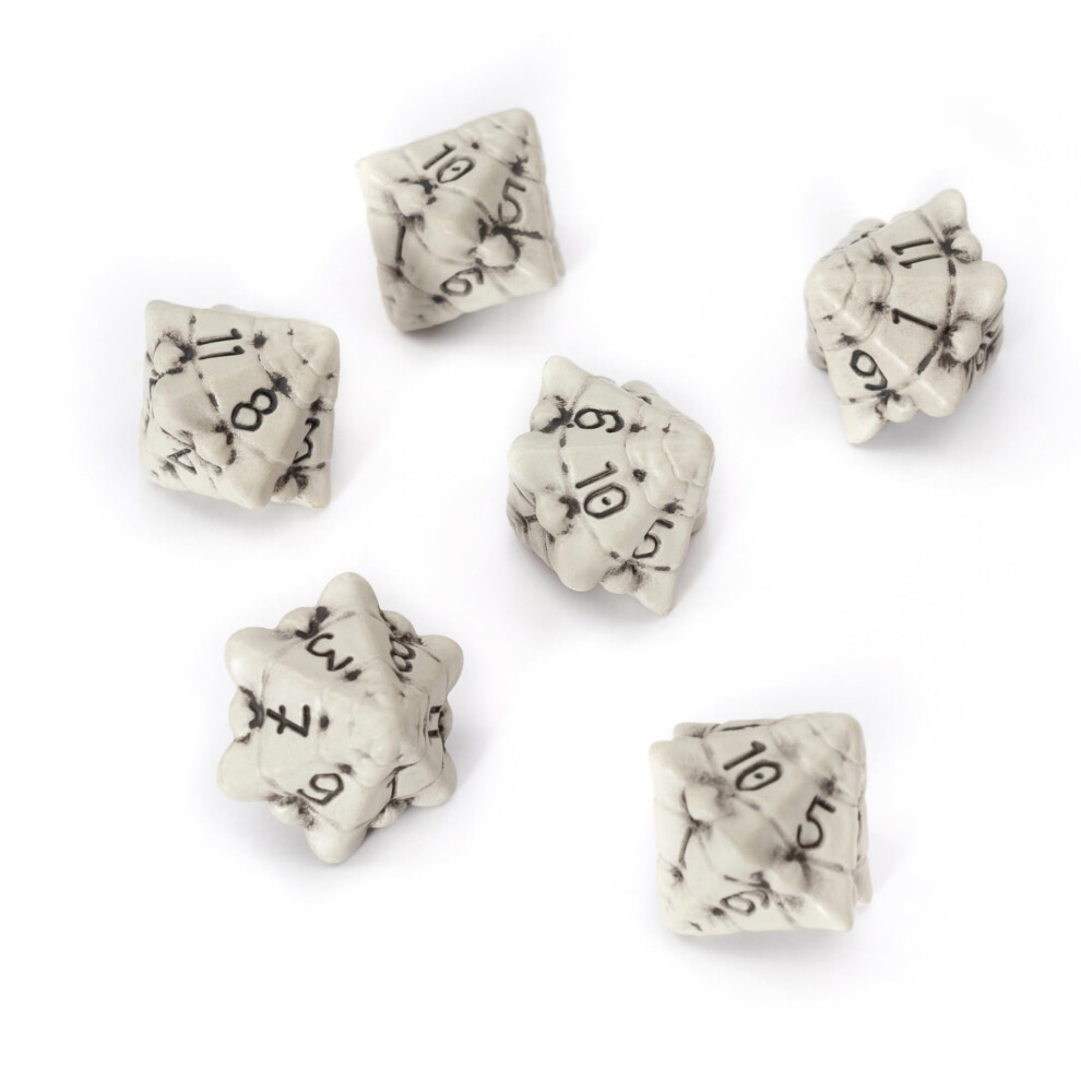 D12 Dice Set - Set of Six 12 Sided Dice - Skull & Bone Themed RPG Dice. Cool & Unique Gift for Dungeons & Dragons (DND)  Warhammer  D&D  Pat