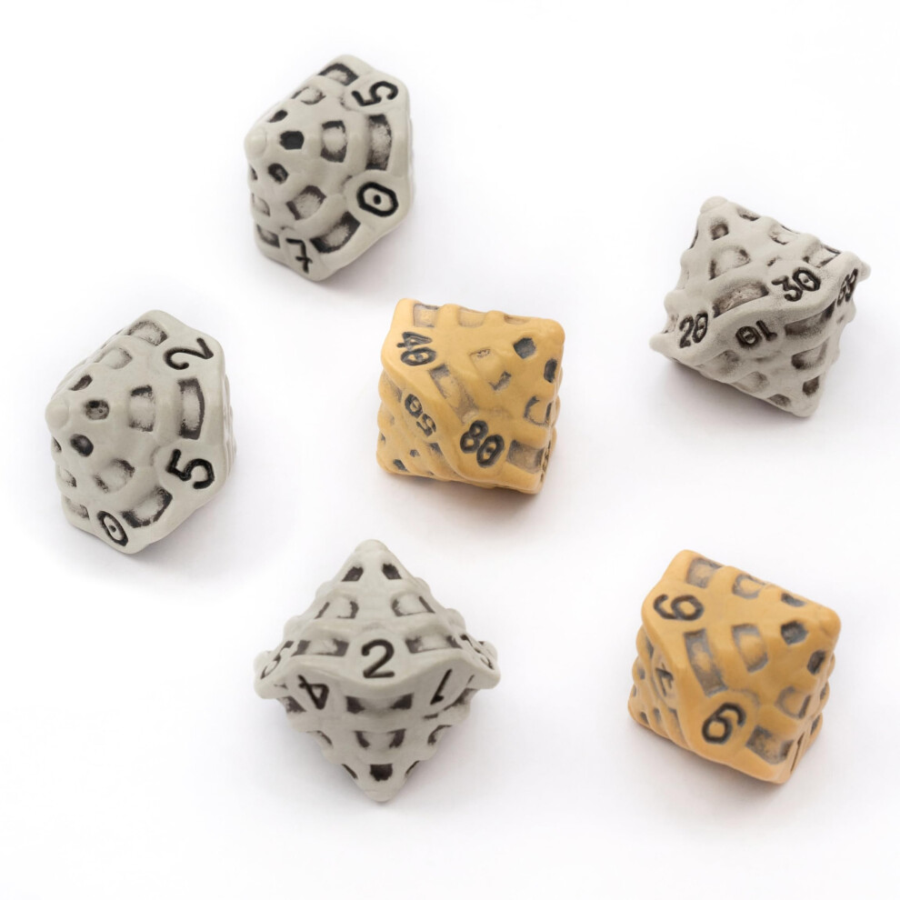 D10 &%D10 Dice Set - Set of Six 10 Sided Dice - Four D10 & Two%D10 (D100) Skull & Bone Themed RPG Dice. Cool & Unique Gift for Dungeons & Dr