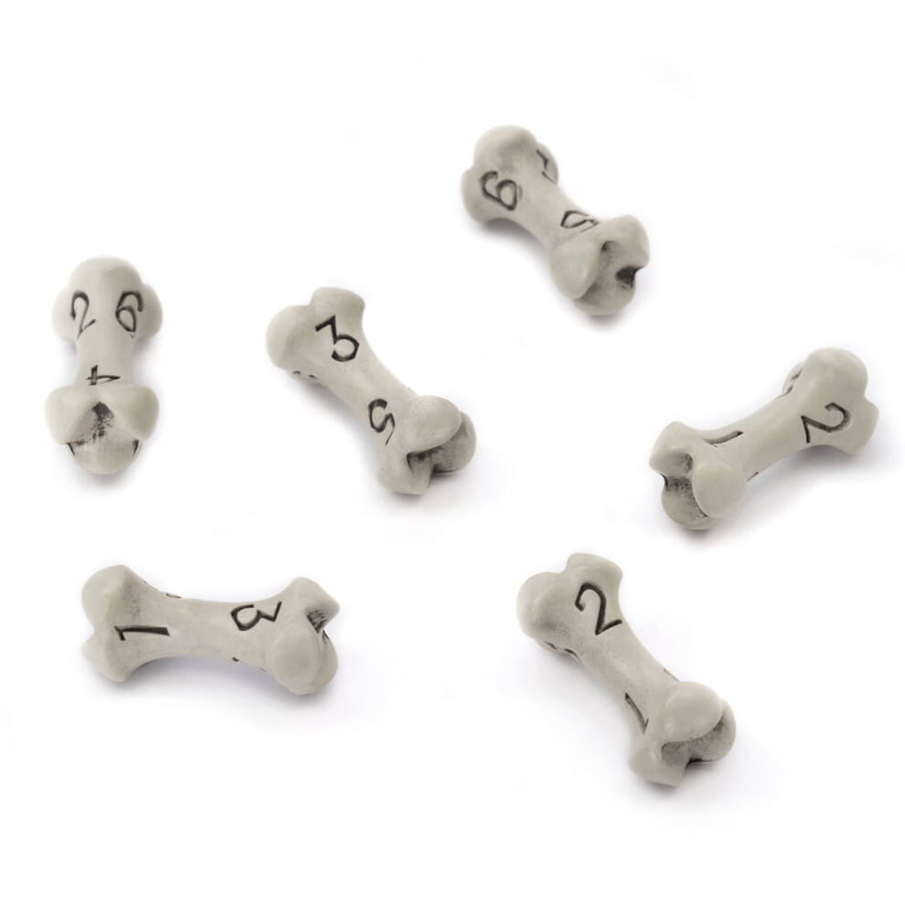 D6 Dice Set - Set of Six 6 Sided Dice - Skull & Bone Themed RPG Dice. Cool & Unique Gift for Dungeons & Dragons (DND)  Warhammer  D&D  Pathf