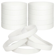 LVNRIDS 30 PCS Bracelets en Silicone pour Enfants, Bracelet Élastique en Caoutchouc pour Décorations de Fête Pack Blanc