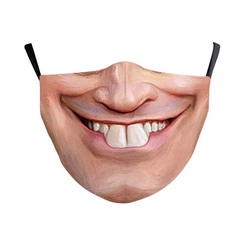 (4) Smile Print Mask With Pocket Unisex Funny 3d Masks For Adult Face Scarf Adult Protec Mouthmask Outdoor Party Cosplay Mask-image-OPC-PFNQXMC-NEW