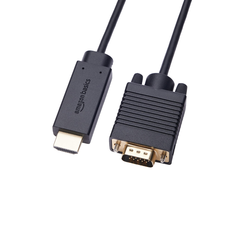 Amazon Basics HDMI (Source) to VGA (Display) Cable (NOT Bidirectional)  Gold-Plated  6 Feet  Black