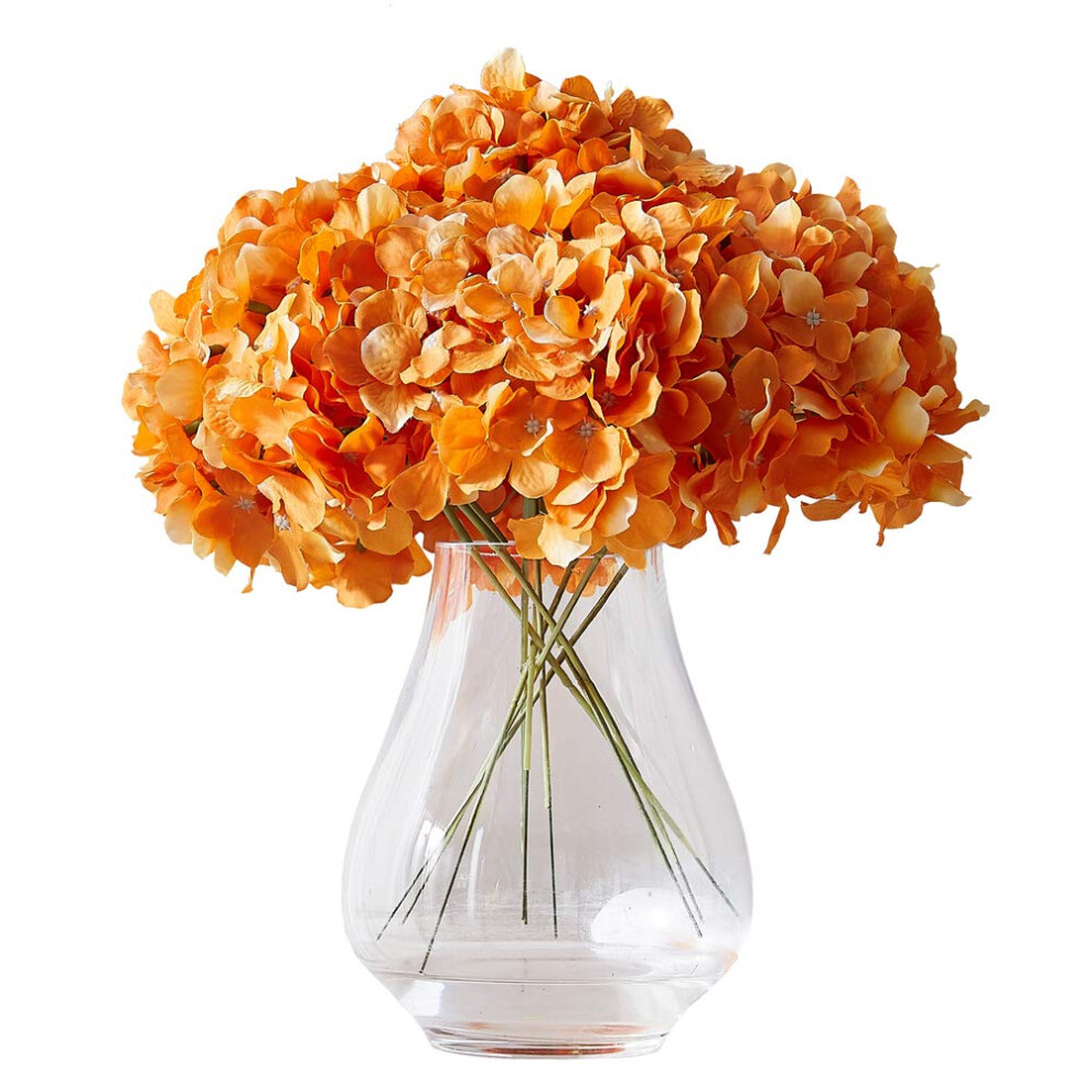 Kislohum Orangefarbene Hortensien-Seidenblume, 10 K Pfe, Kunstliche Hortensien-Seidenblumen Fur Hochzeitsmittelstucke, Blumenstrausse, Diy-Blumend-image