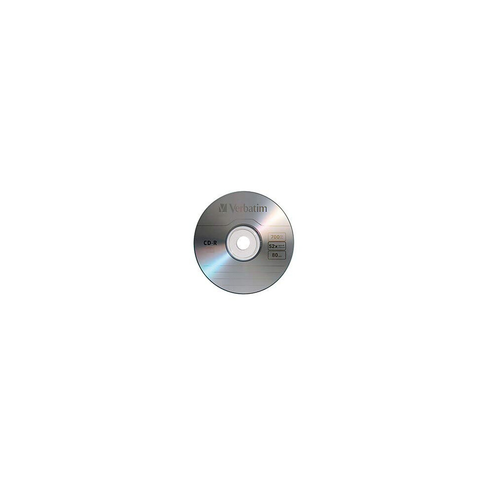 Verbatim CD-R Blank Discs 700MB 80 Minutes 52X Recordable Disc for Data and Music - 10pk Wrap Silver