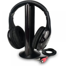 Wireless Tv Headphones Home Headset For Tv Watching,tv Ears Microphone 5 In 1 Functions With Transmitter, Fm Radio, 3.5 Mm Jack
