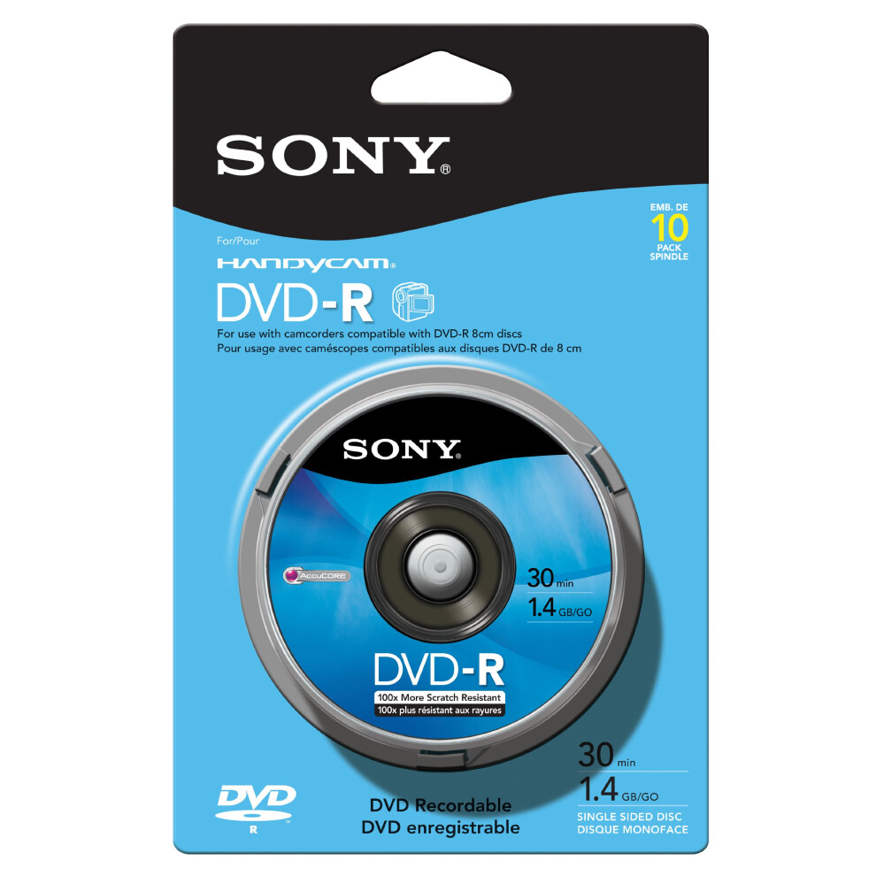 Sony 10DMR30RS1H 8cm DVD-R 10-Pack Spindle Skin Pack