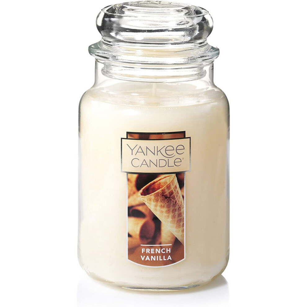 Yankee Candle French Vanilla Scented  Classic 22oz Large Jar Single Wick Candle  Over 110 Hour Burn Time  Ideal for Entertaining and Persona