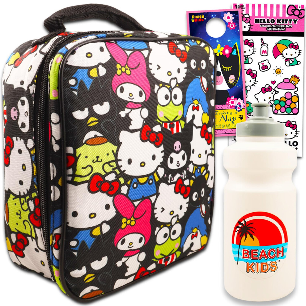 Hello Kitty Lunch Box Set for Girls - Bundle with Hello Kitty Lunch Bag Plus Water Bottle  Stickers  More | Hello Kitty and Friends Lunch Bo