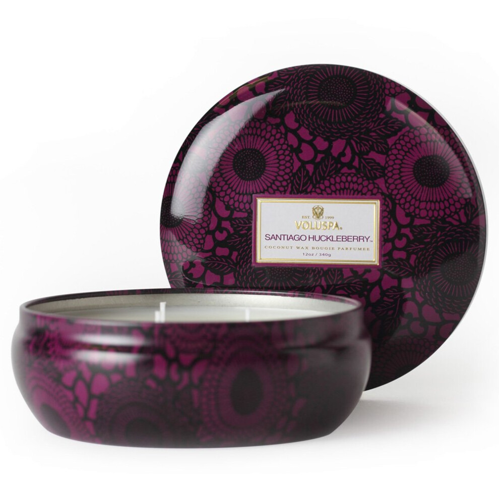 Voluspa Decorative 3 Wick Tin/Santiago Huckleberry  12oz Tin