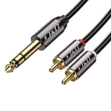 J&D 1/4 inch TRS to Dual RCA Audio Cable Gold Plated Copper Shell Heavy Duty 6.35mm 1/4 inch Male TRS to 2 RCA Male Stereo Audio Y Splitter