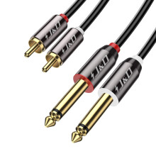 J&D RCA to 1/4 Cable Dual 1/4 inch TS to Dual RCA Stereo Audio Interconnect Cable Gold Plated Copper Shell Heavy Duty 2X 6.35mm 1/4 inch M