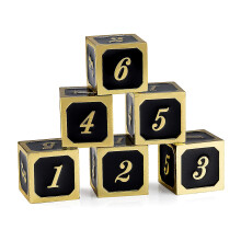 DNDND D6 metalternings?t 6 stykker 6-sidet metalmatrice med gratis sort fl?jlstaske til DND Pathfinder Shadowrun eller GURPs (sort med guldnummer