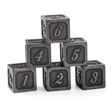 Dndnd Ancient Silver D6 DICE SET 6 stycken Sex sidor Solid Metallic Dice With Free Black Velvet Bag fr DND RPG Pathfinder Shadowrun eller Gurps