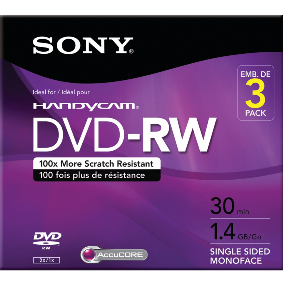 Sony 3DMW30R2HC 3-Pack 8cm DVD-RW with Hangtab