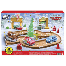 Calendario de Adviento de Mini Racers de Disney y Pixar Cars Toys con 5 piezas de pista de coches de juguete y accesorios de minijuguete, 25 sorp