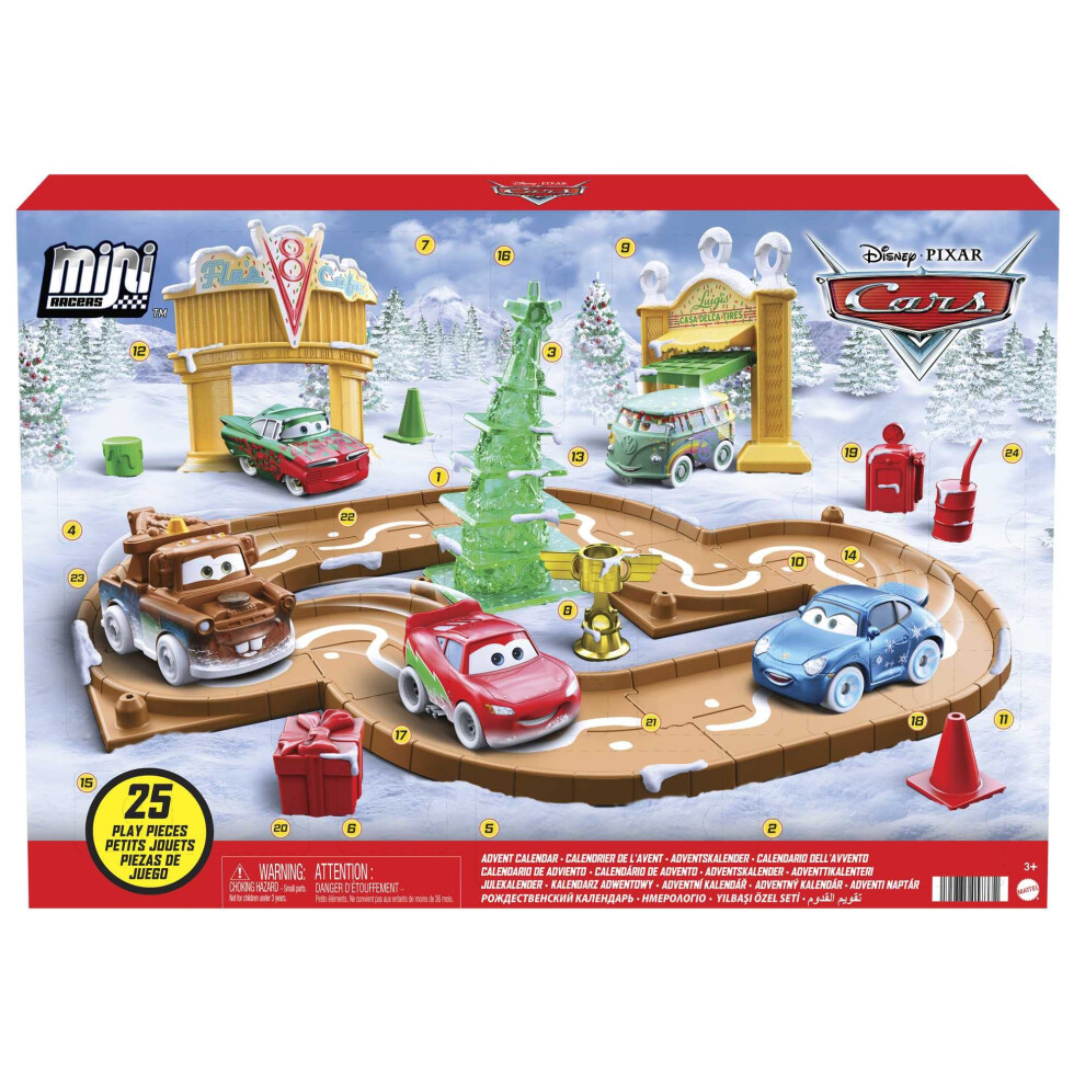 Disney and Pixar Cars Toys Mini Racers Advent Calendar with 5 Toy Cars  Track Pieces and Mini-Toy Accessories 25 Surprises Holiday Gifts for