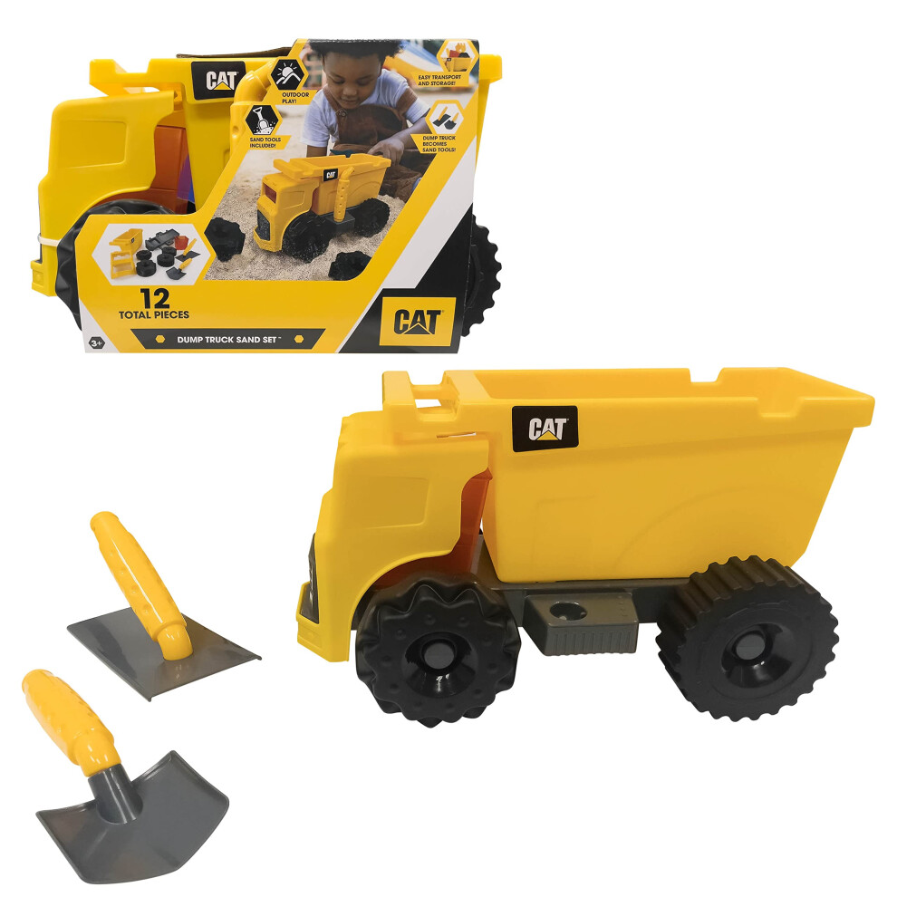 CAT Construction Toys  Sandbox Construction  Dump Truck Sand Set with Sand Accessories  Ages 3 and up