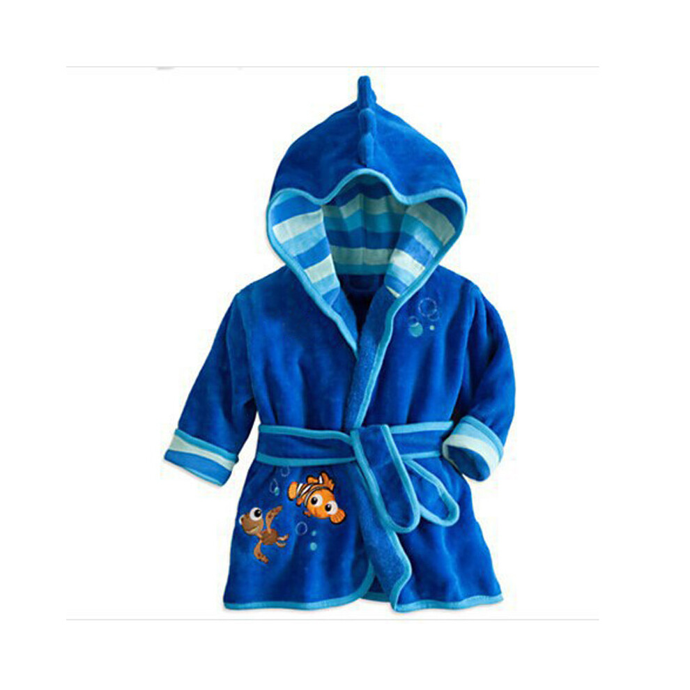 (light blue, 90(65-75cm)) Winter Kids Cartoon Animal Fleece Robe Cozy Flannel Pajamas and Bathrobe for Boys and Girls