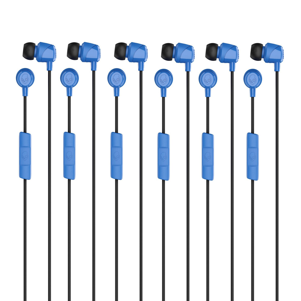 Skullcandy Jib In-Ear Wired Earbuds  Noise Isolating  Microphone  Works with Bluetooth Devices and Computers - Cobalt Blue 6-Pack