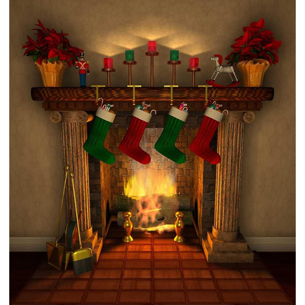 150X220cm Christmas Theme Photography Backdrop Fireplace Colorful Socks Background Studio Prop 7305601947581