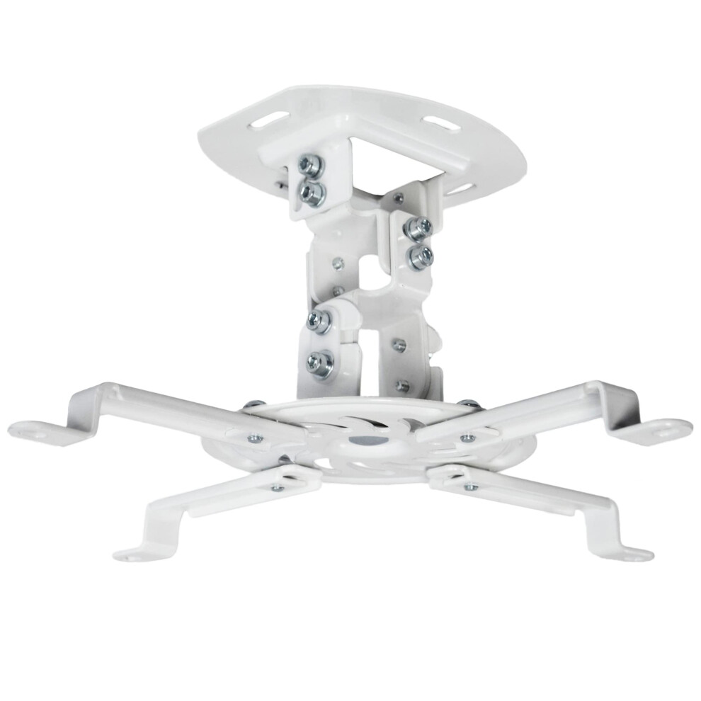 VIVO Universal Adjustable Ceiling Projector Mount for Regular and Mini Projectors with Extending Arms  White  MOUNT-VP01W