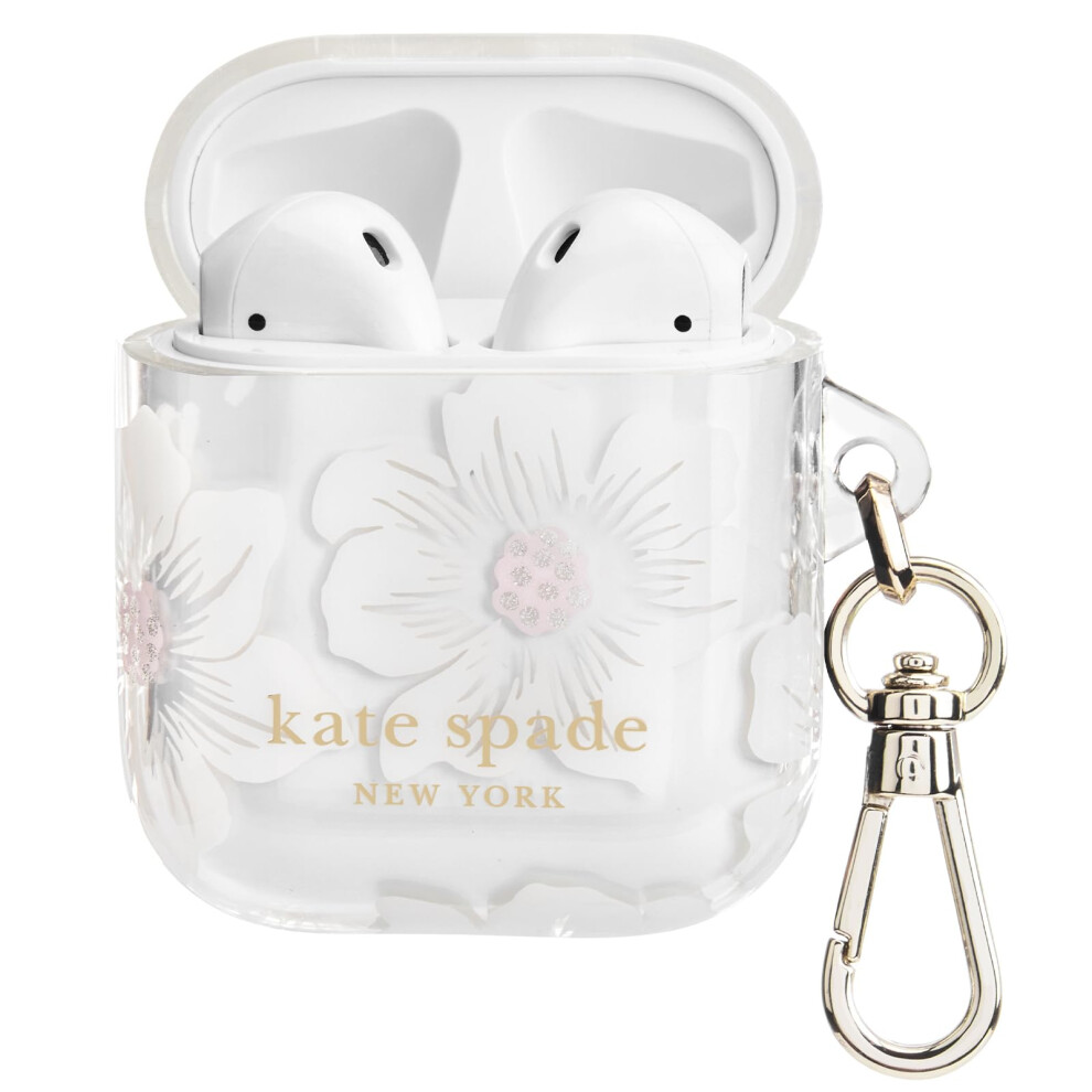 Kate Spade New York AirPods Protective Case with Keychain Ring - Hollyhock Cream  Compatible with AirPods 2nd/ 1st Generation