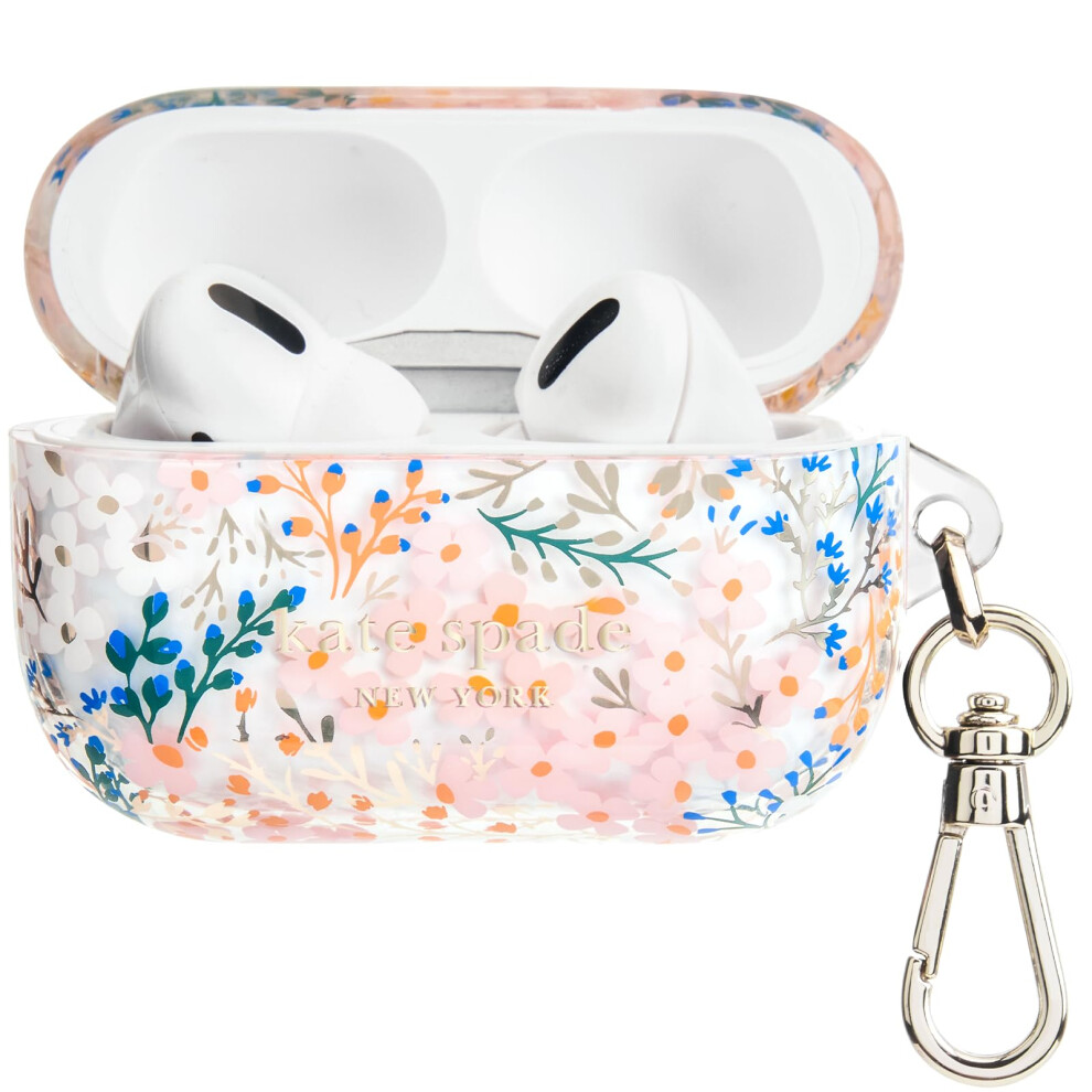 Kate Spade New York AirPods Pro Protective Case with Keychain Ring - Multi Floral Rose  Compatible with AirPods Pro 2nd / 1st Generation