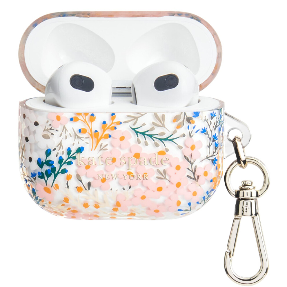 Kate Spade New York AirPods Protective Case with Keychain Ring - Multi Floral Rose  Compatible with Airpods 3rd Generation