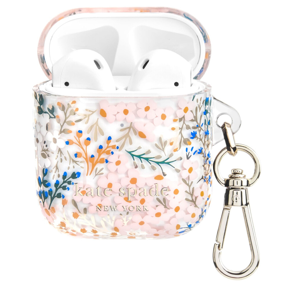 Kate Spade New York AirPods Protective Case with Keychain Ring - Multi Floral Rose  Compatible with AirPods 2nd / 1st Generation