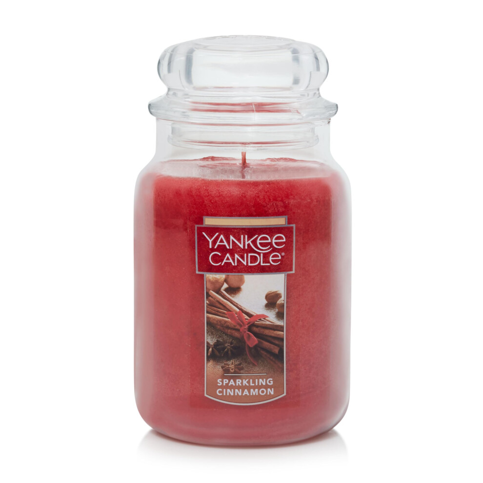 Yankee Candle Sparkling Cinnamon Scented  Classic 22oz Large Jar Single Wick Candle  Over 110 Hours of Burn Time | Holiday Gifts for All: Pe