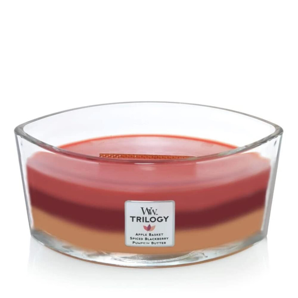 Woodwick Ellipse Scented Candle  Autumn Harvest Trilogy  16oz | Up to 50 Hours Burn Time