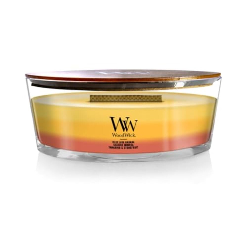 WoodWick Ellipse Scented Candle  Tropical Sunrise Trilogy  16oz | Up to 50 Hours Burn Time