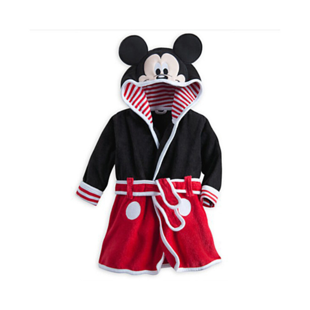 (black&red, 100(75-85cm)) Winter Kids Cartoon Animal Fleece Robe Cozy Flannel Pajamas and Bathrobe for Boys and Girls