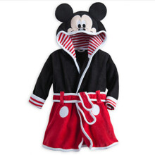 (black&red, 130(105-115cm)) Winter Kids Cartoon Animal Fleece Robe Cozy Flannel Pajamas and Bathrobe for Boys and Girls