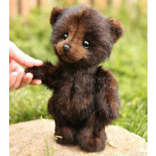 Handmade Alpaca-Wool Teddy Bear, 9.8-Inch Fully Jointed Plush, Realistic Collectible Gift for Kids and Valentine's Day