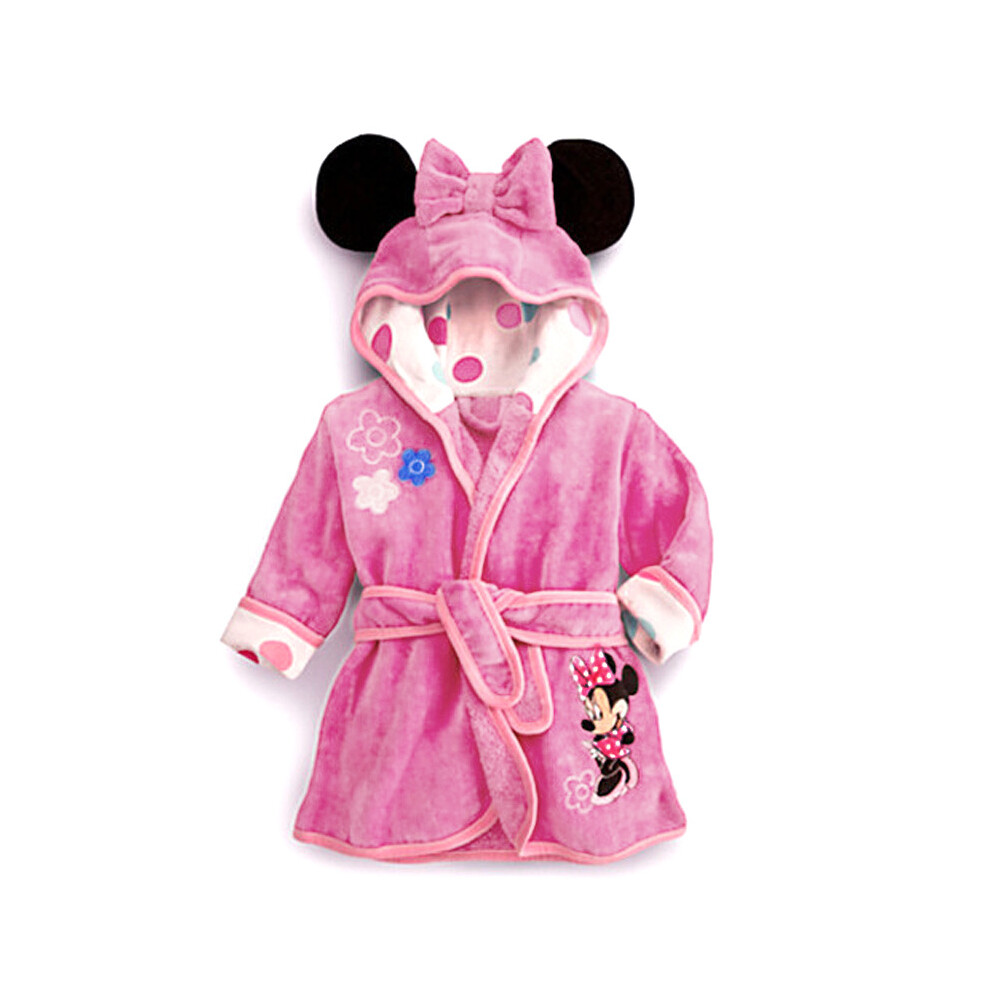 (pink, 110(85-95cm)) Winter Kids Cartoon Animal Fleece Robe Cozy Flannel Pajamas and Bathrobe for Boys and Girls