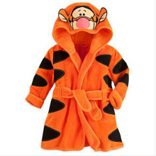 (orange, 100(75-85cm)) Winter Kids Cartoon Animal Fleece Robe Cozy Flannel Pajamas and Bathrobe for Boys and Girls