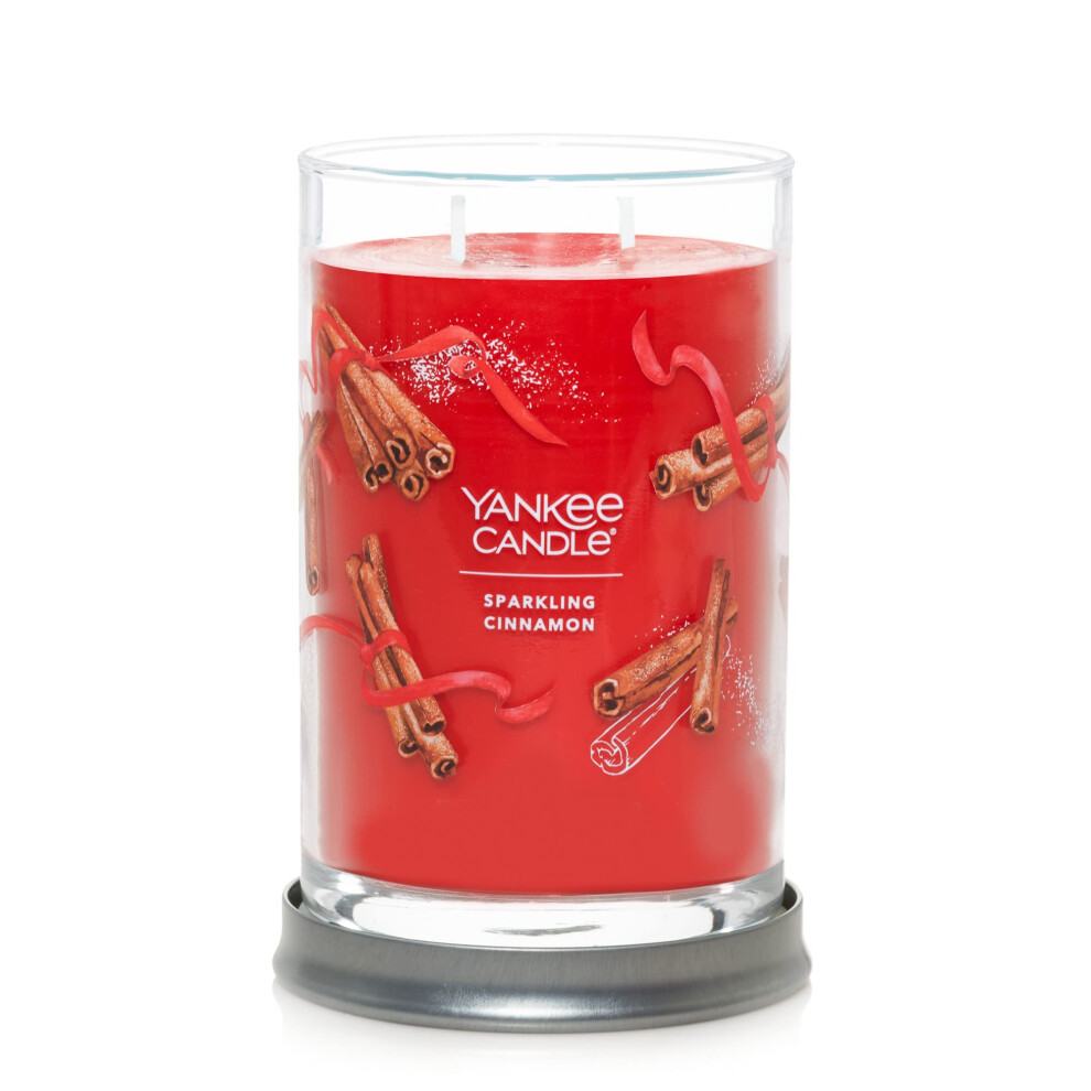 Yankee Candle Sparkling Cinnamon Scented  Signature 20oz Large Tumbler 2-Wick Candle  Over 60 Hours of Burn Time  Christmas | Holiday Candle