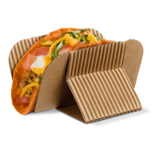 [200 Count] Aura af Harvest Pack Disponable Kraft Taco Holder Stand Plates Servering Rack til hotdogs Waffle Sandwiches Shawarmas Gyros Pita Wrap