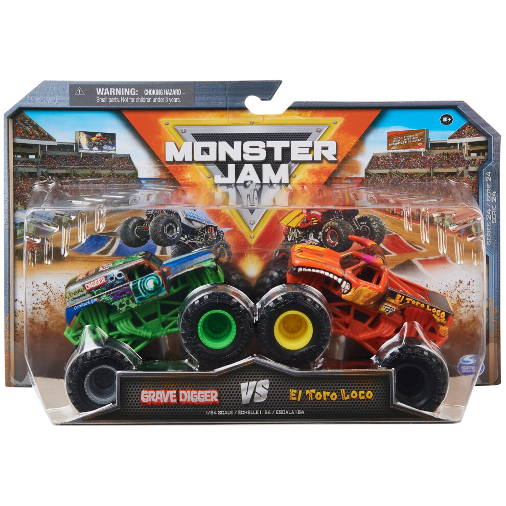 Monster Jam  Official Grave Digger Vs. El Toro Loco Die-Cast Monster Trucks  1:64 Scale  Kids Toys for Boys Ages 3 and up