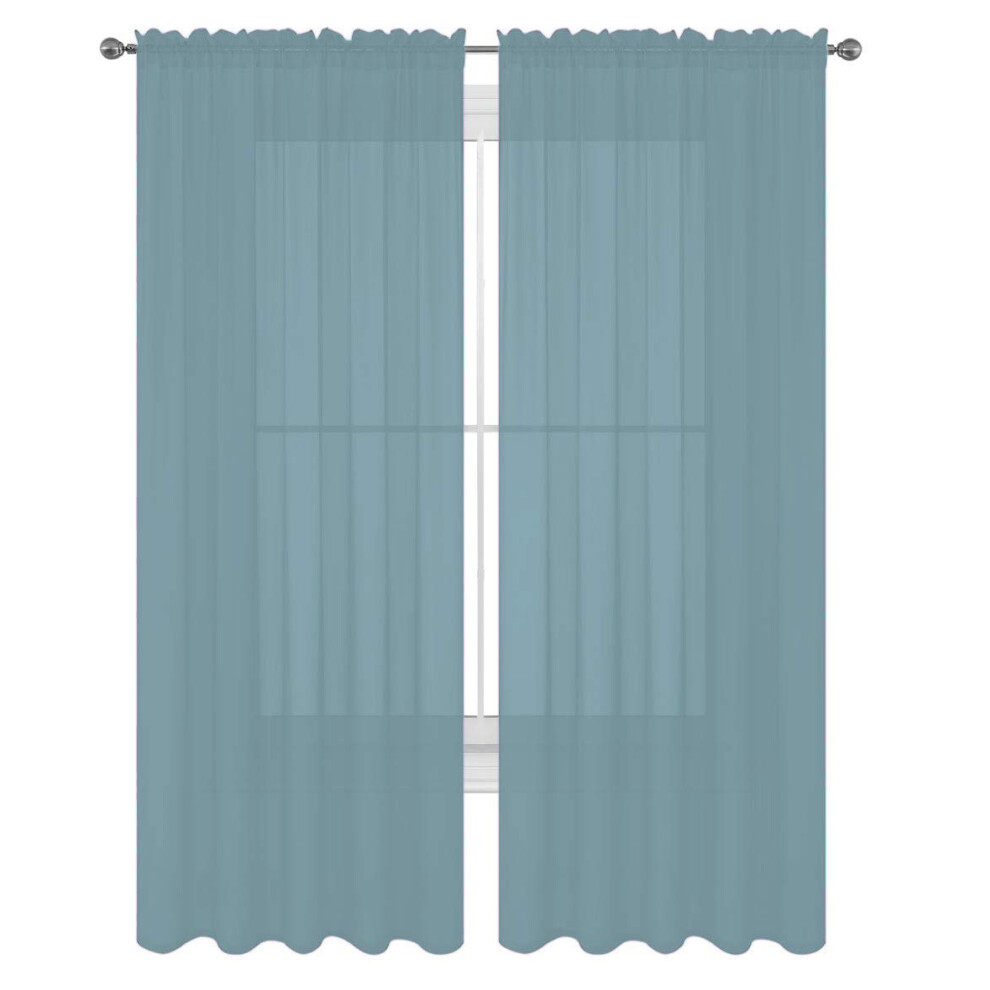 Rideaux transparents Decotex, 2 pi   ces,    l   gants et unis, enti   rement cousus (137 x 213 cm, bleu ardoise)