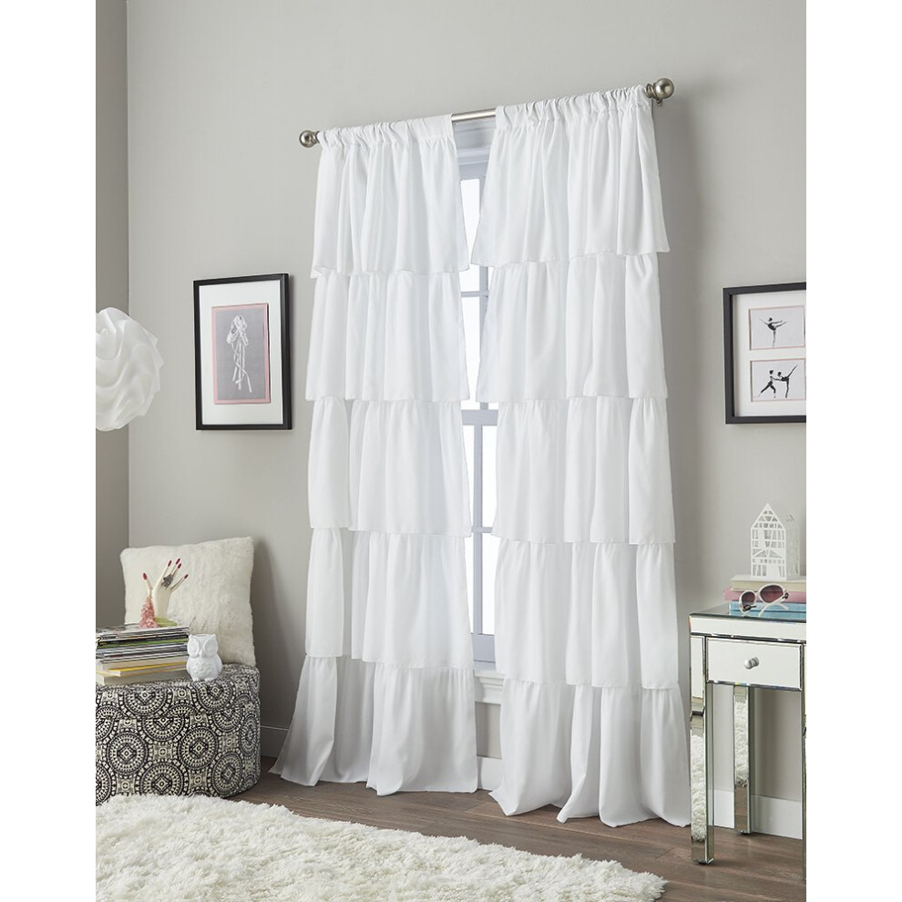 Rideau Volants Avec Passe-Tringle Curtainworks, 107 Cm X 241 Cm, Blanc, 1 Panneau-image