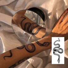 5pcs Snake Tattoo Stickers Black And White Color Temporary Transfer Tattoo Stickers