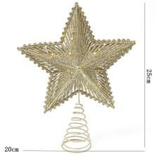 (Gold) 25cm Glitter Christmas Tree Topper Iron Star Christmas Decor For Home Xmas Tree Ornaments Navidad New Year 2025 Natal Noel